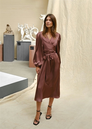 Rimini heavy sateen kjole Dark Rose Neo Noir